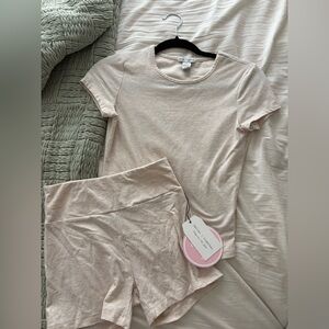 Better Together light pink lounge/workout set- Top worn once, Shorts Never Worn
